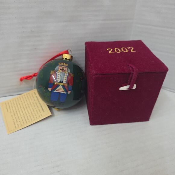Vintage Inside Art Glass Christmas Ornament Hand Painted Nutcracker W Tag + Box - Picture 1 of 9